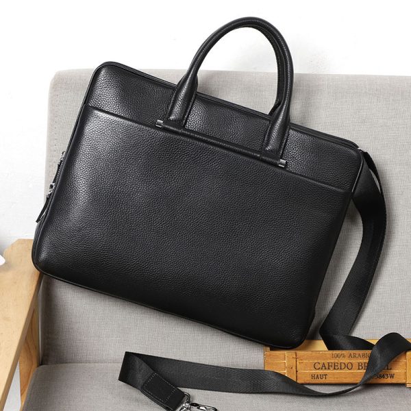 Men's Large Capacity Leather Briefcase - Image 4