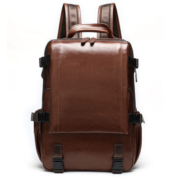 Men's Retro Fashion Leather Backpack - Image 6