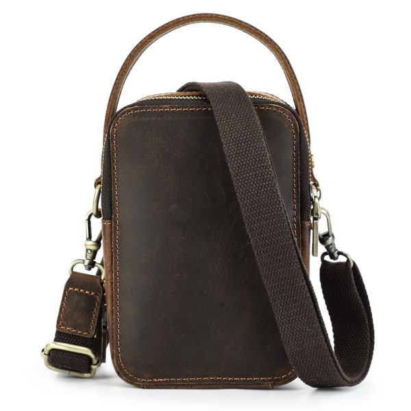 Men's Casual Retro Crazy Horse Leather Shoulder Messenger Bag - Image 2