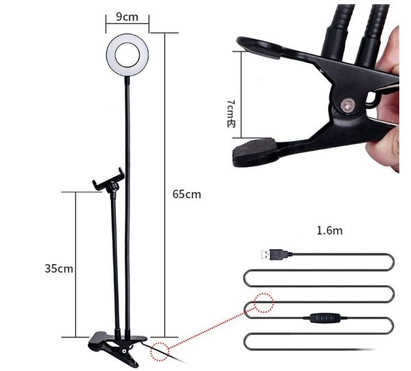 LED Selfie Ring Light for Live Adjustable Makeup Light-8cm Stand - Image 4