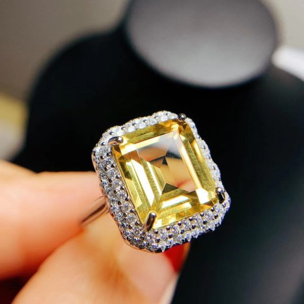 Citrine Rose Gold Ring 925 Silver Ring Holder Open Mouth Design Women's Ring - Image 7