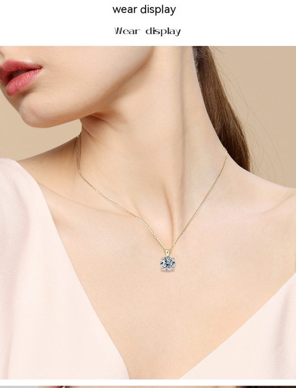Classic Four-claw Diamond Necklace High-grade 925 Silver Plating 18K Gold Pendant - Image 8