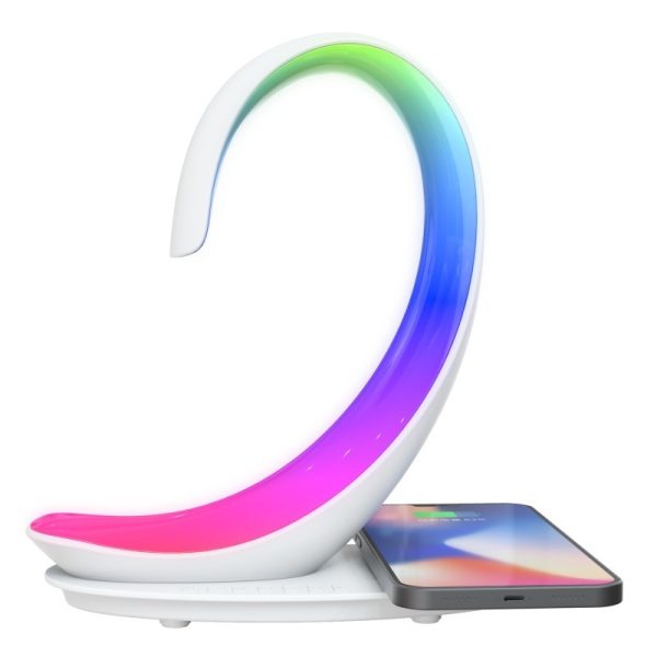 Multi-functional Desktop Wireless Charger Bluetooth Speaker Atmosphere Colorful Light White Swan Light - Image 3