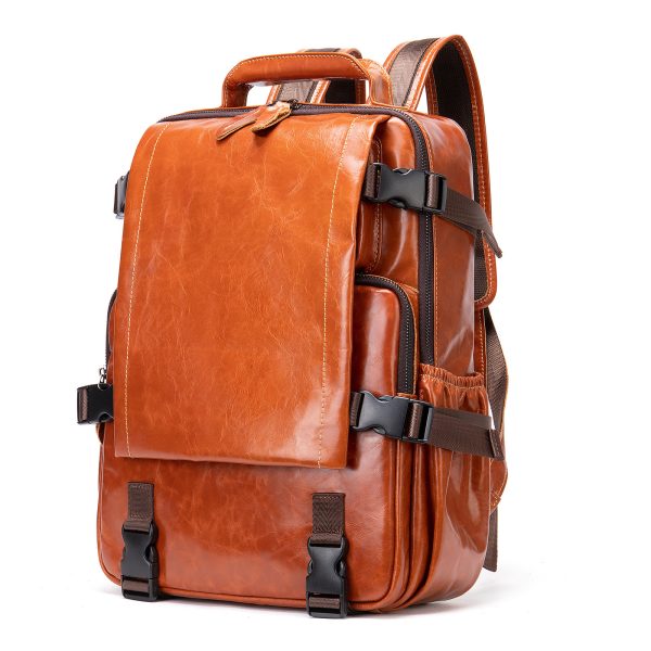 Men's Retro Fashion Leather Backpack - Image 4