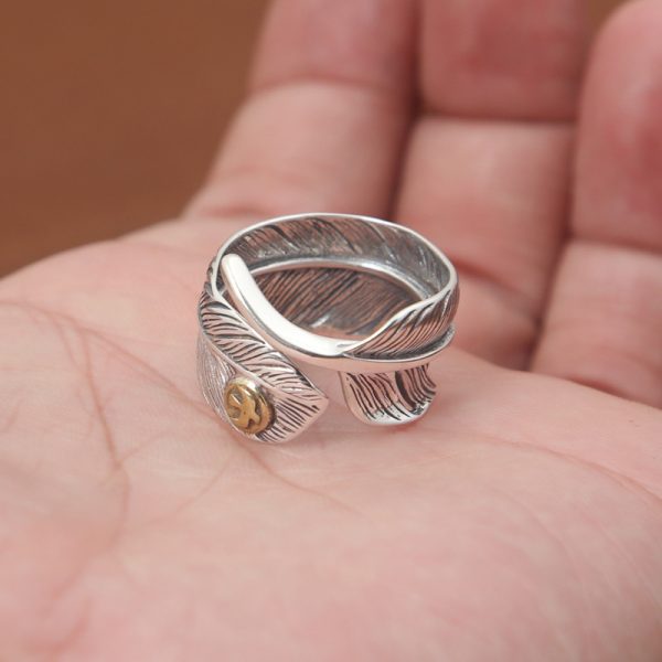 Vintage Thai Silver  Men's Takahashi Goro Flying Eagle Feather Ring