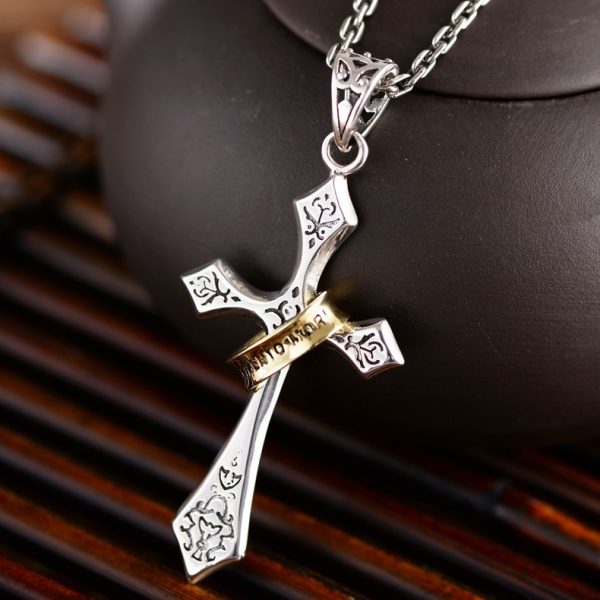 Sterling Silver Jesus Cross Personality Retro Men's And Women's Pendant - Image 4