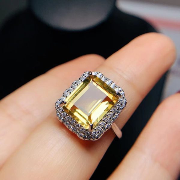 Citrine Rose Gold Ring 925 Silver Ring Holder Open Mouth Design Women's Ring - Image 6