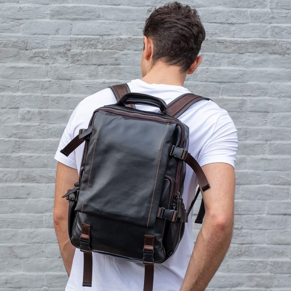 Men's Retro Fashion Leather Backpack - Image 7