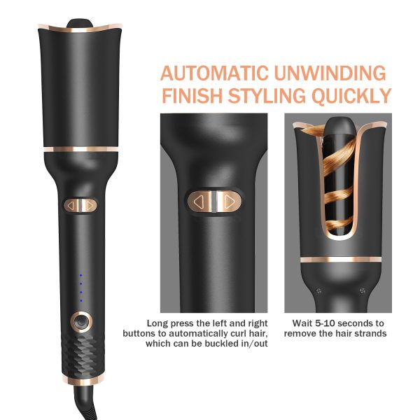 Black Automatic Spiral Electric Curling Iron Negative Ion - Image 4