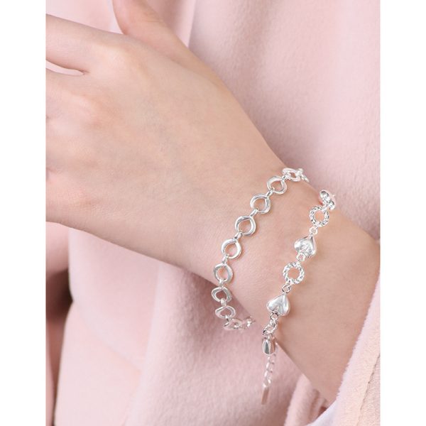 INS Niche Silver Buckle Sterling Silver S925 Heart Bracelet - Image 5