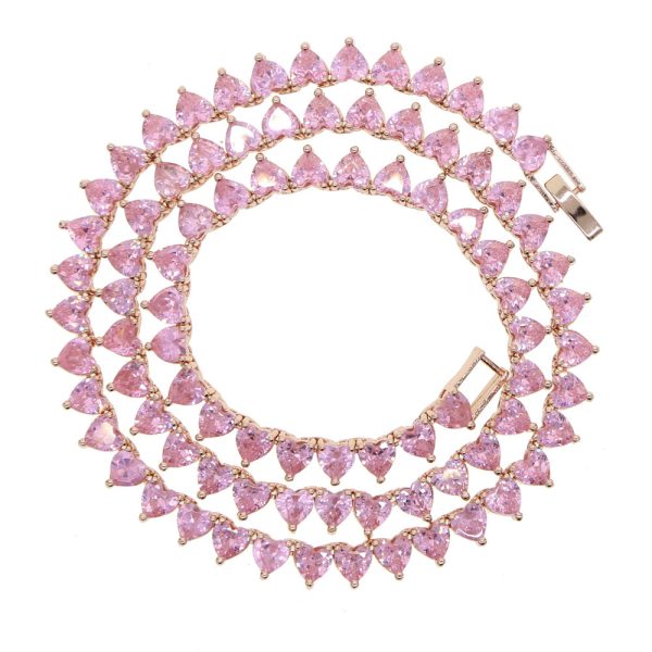 Cross-border New Arrival Heart-shaped Zircon Tennis Chain Men And Women Rap Necklace Ornament - Image 2
