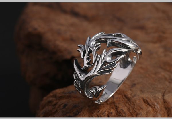 925 Sterling Silver Ornament Men's Personality Hollow Out Dragon Open Ring Thai Silver Retro Hipster Ring - Image 3