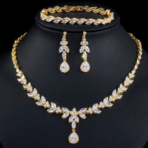 Zircon Necklace Earrings Bracelet Three Piece Set - Image 2