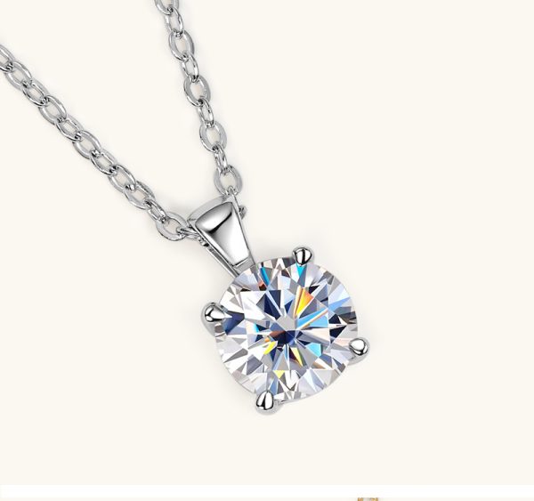 Classic Four-claw Diamond Necklace High-grade 925 Silver Plating 18K Gold Pendant - Image 7