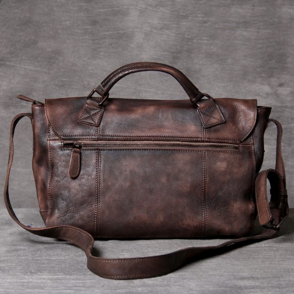 Retro Distressed First Layer Cowhide Shoulder Bag Messenger Bag - Image 5