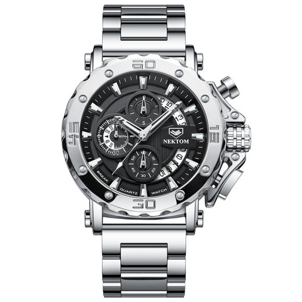 Men's Heavy Steel Band Waterproof Luminous Quartz Watch - Image 4