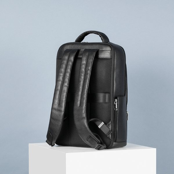 Business Fashion Men's Bag Multifunctional USB Large Capacity Leather Backpack - Image 6
