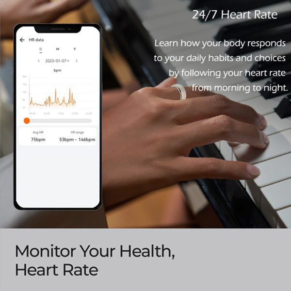 Black Technology Heart Rate, Blood Oxygen, Sleep Monitoring Waterproof Bluetooth Ring - Image 9