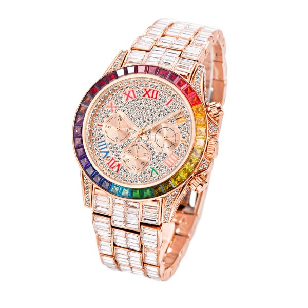 Three Eyes Rainbow Diamond Quartz Watch - Image 8