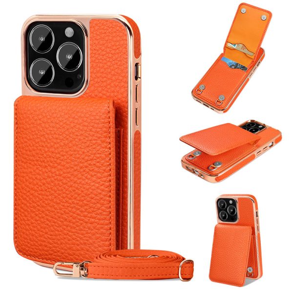 Litchi Pattern Wallet Lanyard Phone Case For 14 - Image 6