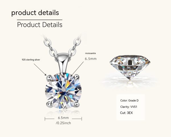 Classic Four-claw Diamond Necklace High-grade 925 Silver Plating 18K Gold Pendant - Image 5