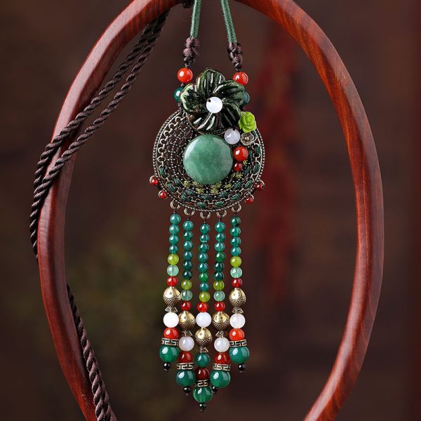 Long Pendant With Aventurine Jade And Agate Pendant - Image 2