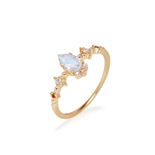 S925 Gold Plated Moonstone Thin Ring Women's Ring - Image 2