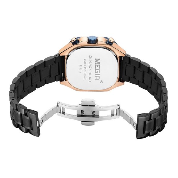 Men's Square Steel Strap Butterfly Buckle Luminous Waterproof Multi-function Watch - Image 3