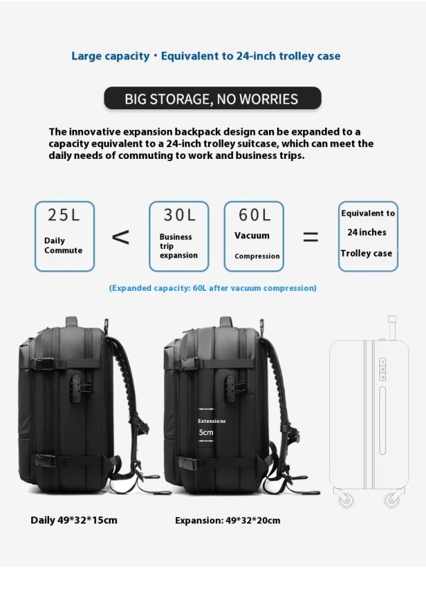 Men's Large-capacity Backpack Dry Wet Separation Anti-theft Package Business Leisure Unisex Backpack - Image 7