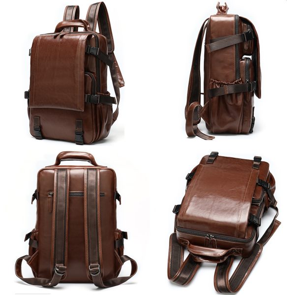Men's Retro Fashion Leather Backpack - Image 2
