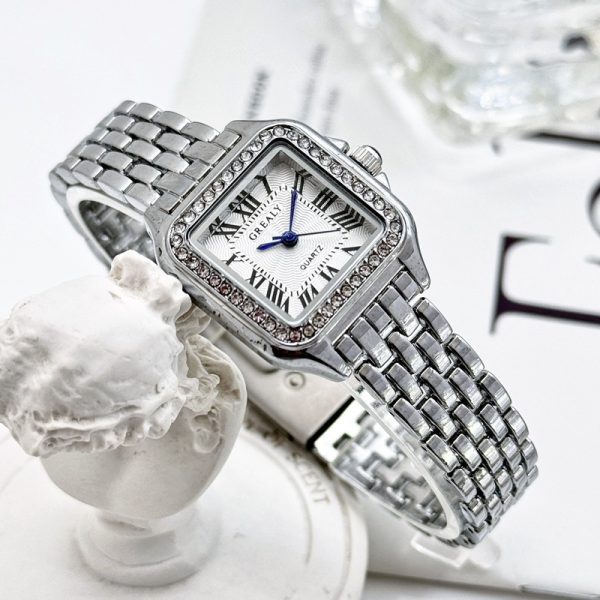 Classic Retro Square Waterproof Women's Diamond-embedded Watch - Image 4
