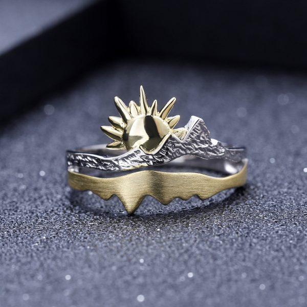 Nature Wind Sun Sunrise Premium Designer Adjustable Ring