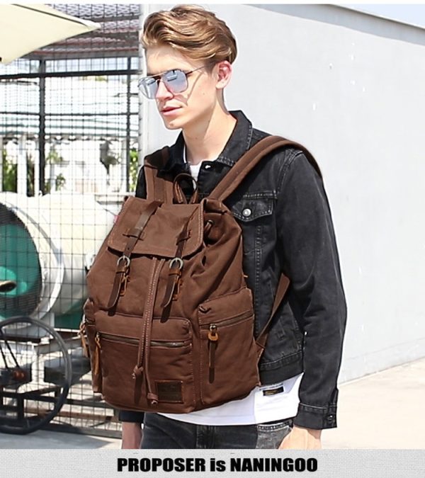 Men's And Women's Canvas Backpack 15.6 Inches Large Capacity - Image 7