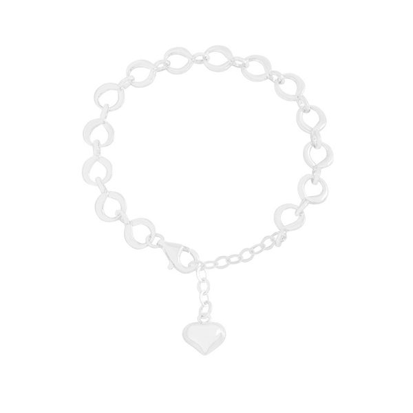 INS Niche Silver Buckle Sterling Silver S925 Heart Bracelet - Image 7