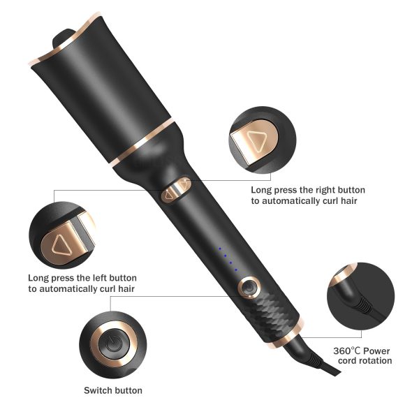 Black Automatic Spiral Electric Curling Iron Negative Ion - Image 3