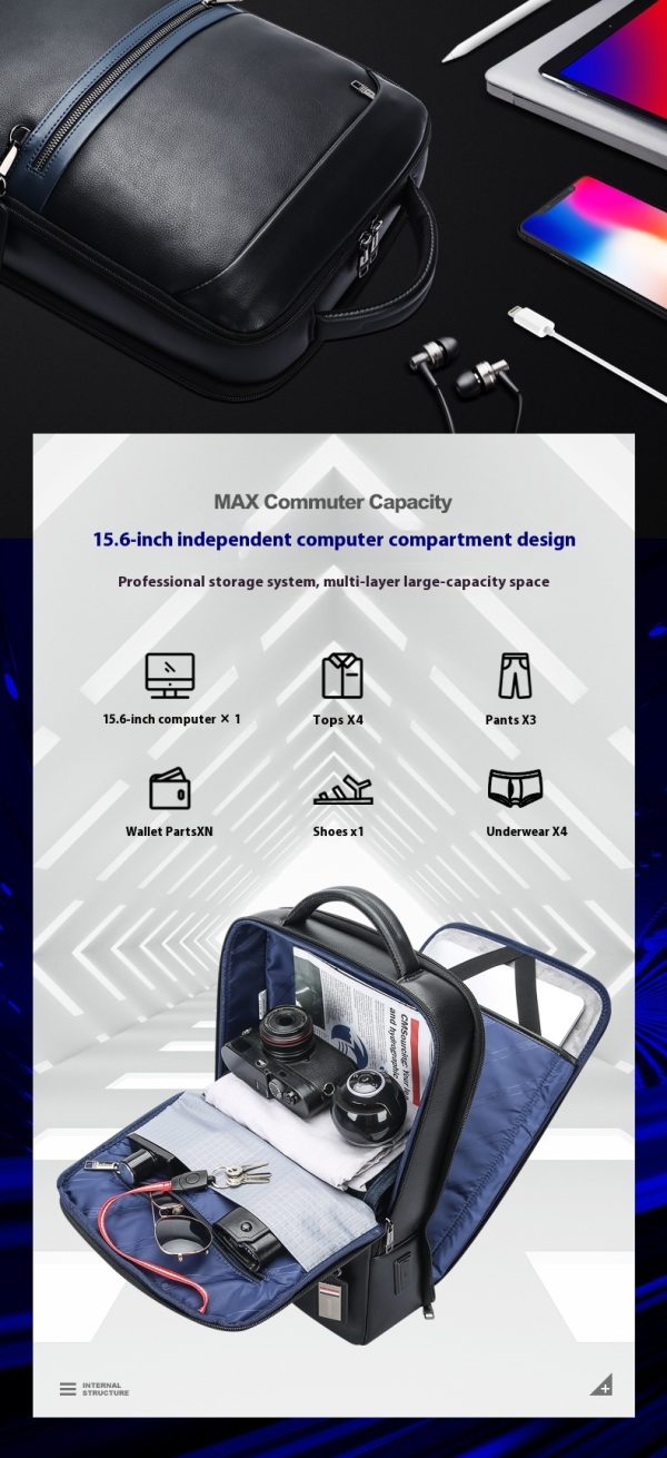 Leather Computer Business Backpack Large Capacity Multifunctional - Image 8