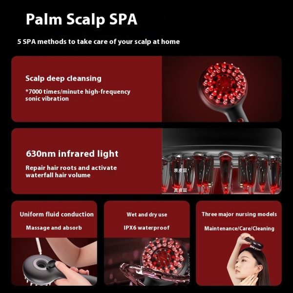 Red Light Scalp Care Scalp Cleaning Vibration Massage - Image 2