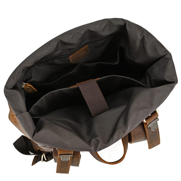 Retro Genuine Leather Backpack Men's Large-capacity Student First Layer Cowhide Travel - Image 8
