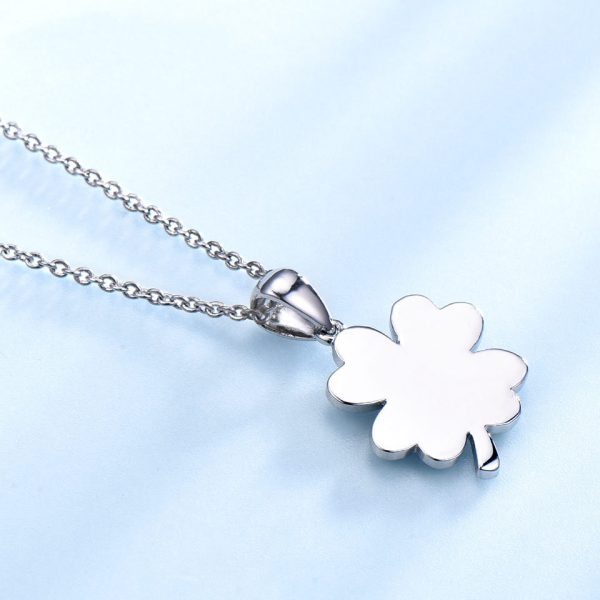 Sterling Silver Necklace Four Leaf Clover Necklace Green Love Flattened Folding Pendant Clavicle Chain Necklace - Image 8