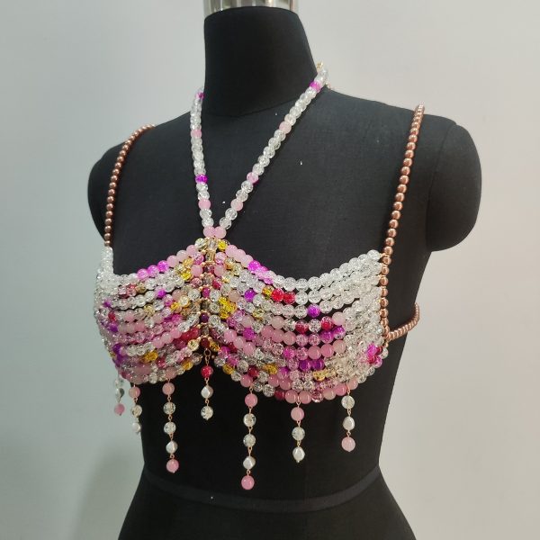 Gradient Color Glass Beaded Chest Necklace Heavy Industry Colorful Beads Body Chains - Image 2