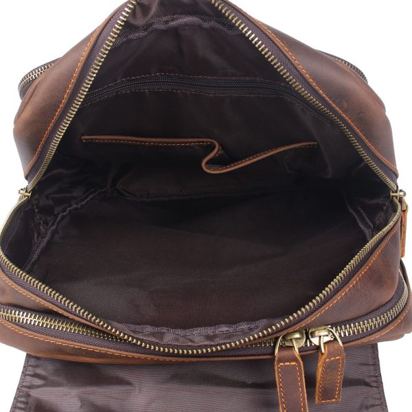 Men's Original Top Layer Cowhide Travel Leather Backpack - Image 6