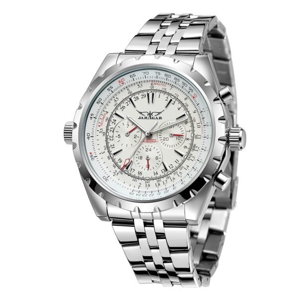 Double Calendar Automatic Mechanical Watch Mens Steel - Image 3