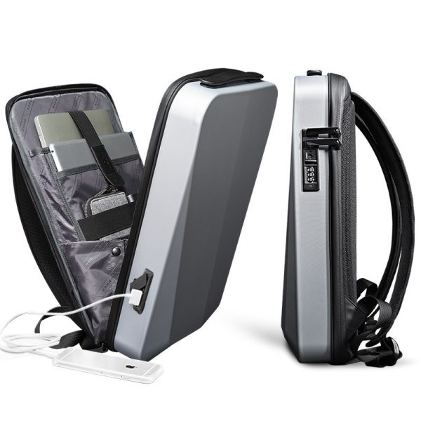 New Male Business Plastic Hard Shell Computer Backpack Waterproof - Image 3