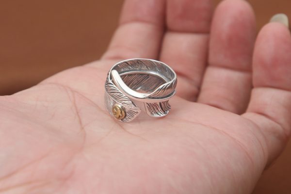 Vintage Thai Silver  Men's Takahashi Goro Flying Eagle Feather Ring - Image 3