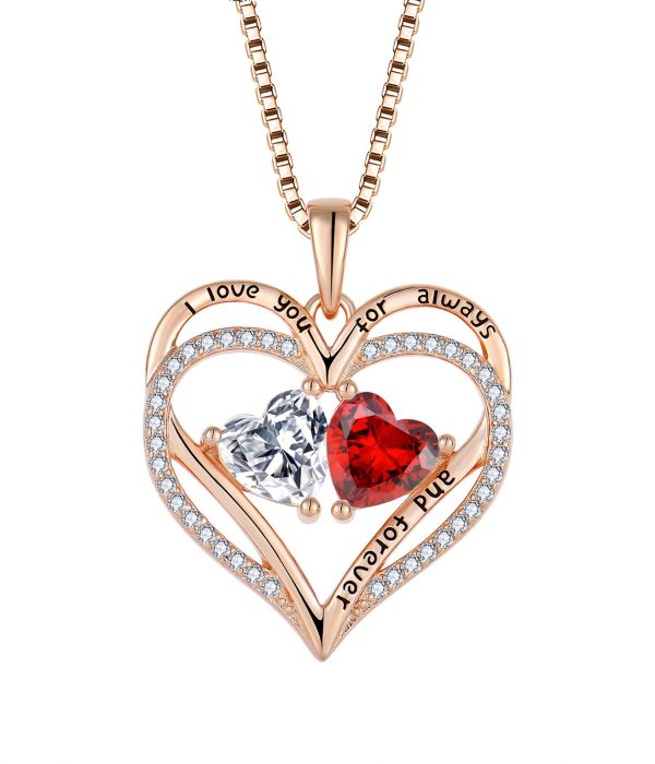 S925 Silver Double Love Necklace With Rhinestones Fashion Personality Heart-shaped Necklace Valentine's Day Gift - Image 5