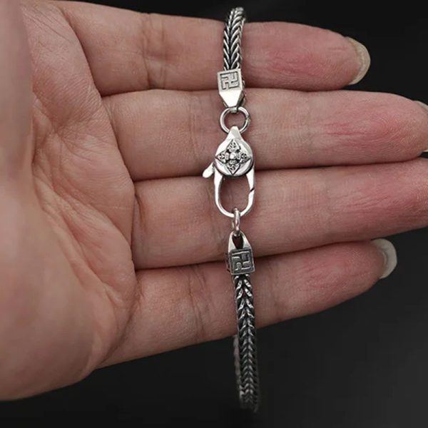 Men And Women 925 Sterling Silver Punk Retro Hip Hop Diamond Jewelry Ornament Bracelet - Image 6