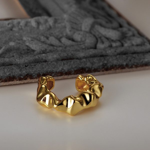 Women's Sterling Silver Origami Texture Ring - Image 7