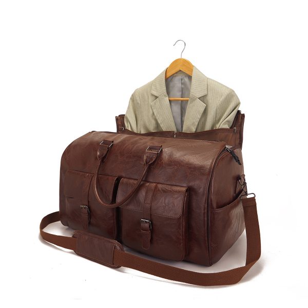 Travel Convenient Portable Garment Bag PU Leather Luggage Bag - Image 3