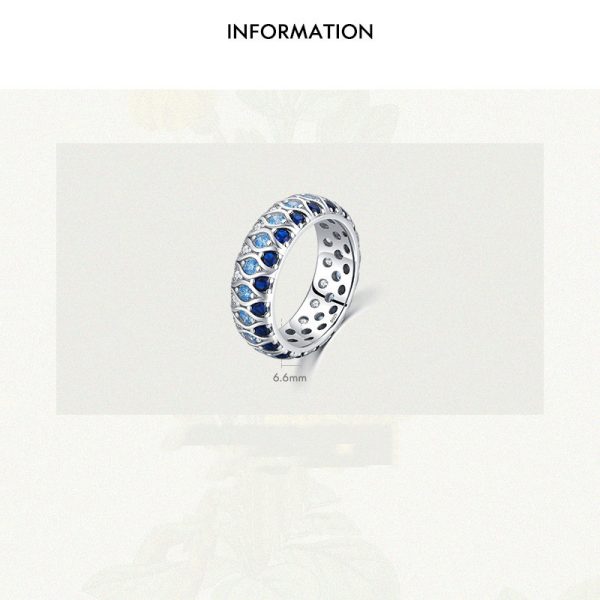 S925 Sterling Silver Inlaid Colored Diamond Ring - Image 4
