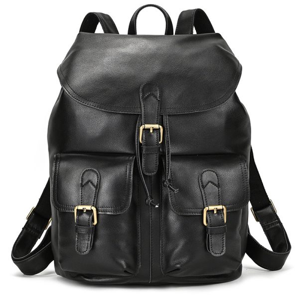 Casual Retro Crazy Horse Leather Travel Backpack - Image 5